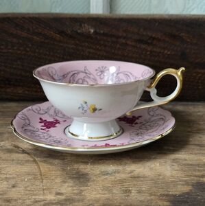 Hutschenreuther Pink Floral & Gold Teacup and Saucer Set – Made in Germany